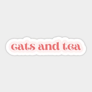 Cats and Tea Simple Red Design Sticker